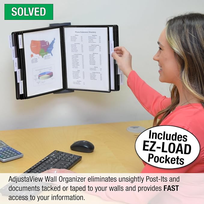 Ultimate Office AdjustaView 10-Pocket Wall Reference Organizer - Image 3