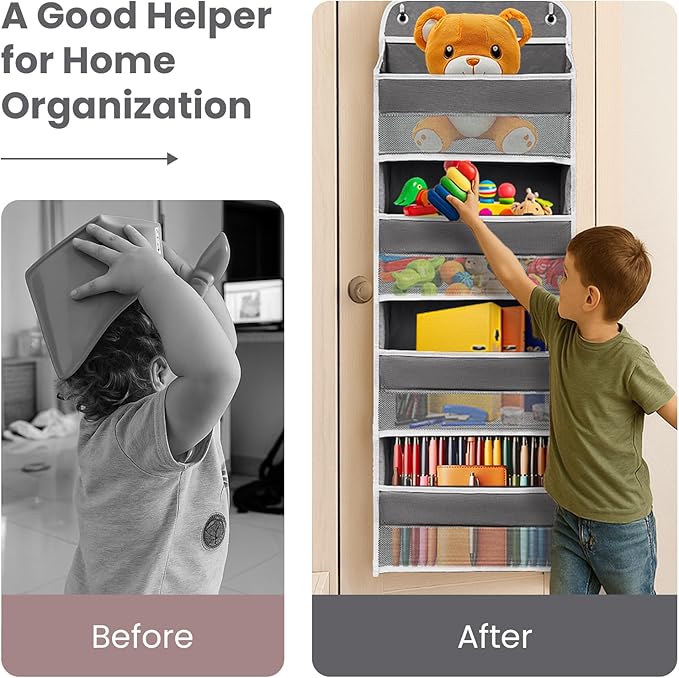 Over The Door Organizer with 4 Side Mesh Pockets, 44lb Weight Capacity Hanging - Image 4