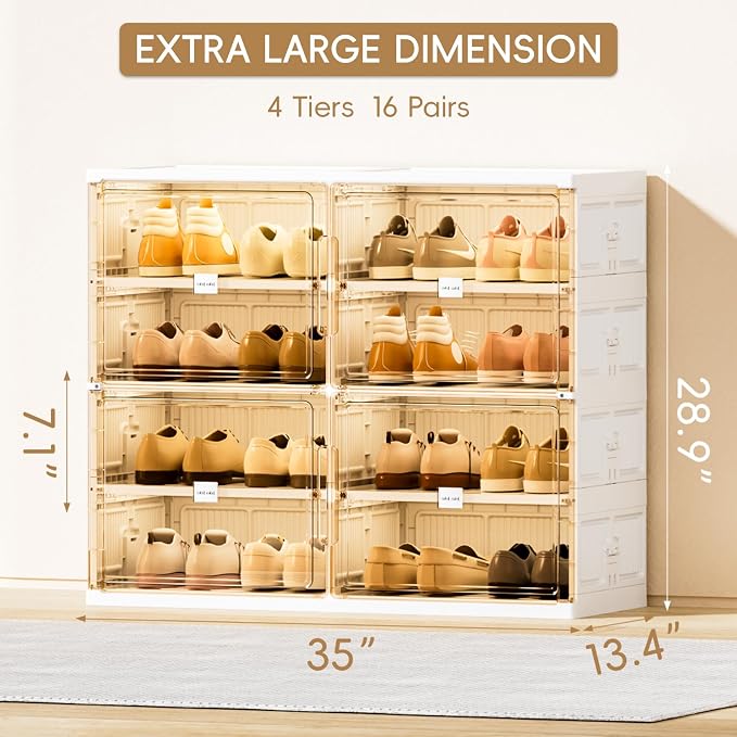 JEKO&JEKO 4 Tiers Foldable Shoe Rack Organizer Cabinet - Image 3
