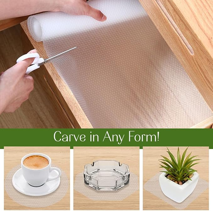 EVALAND Shelf Liners for Kitchen Cabinets Non-Adhesive 19.6" x 33 FT Clear - Image 4