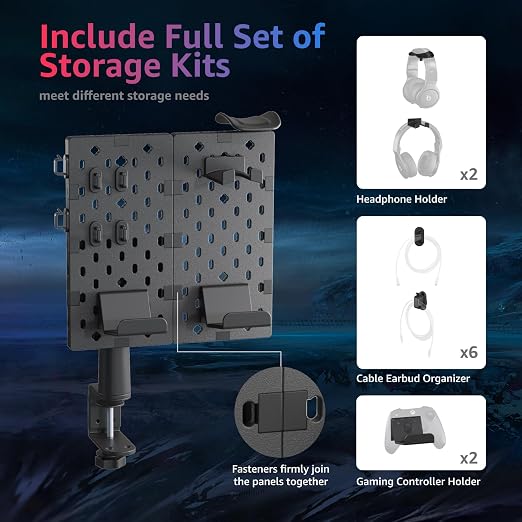 PEGZONE Headphone and Controller Holder, Rotating Gaming Accessories Organizer - Image 4