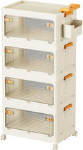 58 QT Storage Bins with Lids, Stackable Rolling Storage Cart with Clear Doors by ONAIL