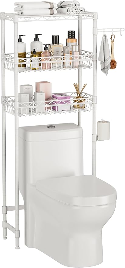 3-Tier Over-The-Toilet Storage Shelf, Heavy-Duty Adjustable Bathroom Rack by Golpart