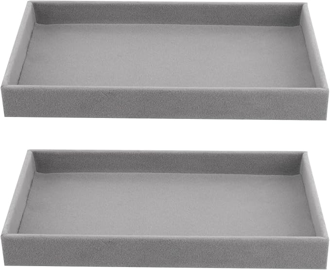 JEUIHAU 15 Pack Velvet Jewelry Organizer Trays, 8.3 x 5 Inch Stackable Drawer - Image 6