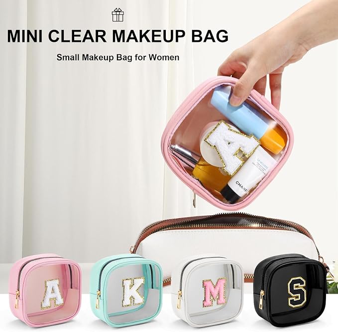 YOOLIFE Mini Clear Makeup Bag Initial Make Up Bag Waterproof Travel Toiletry Bag - Image 7