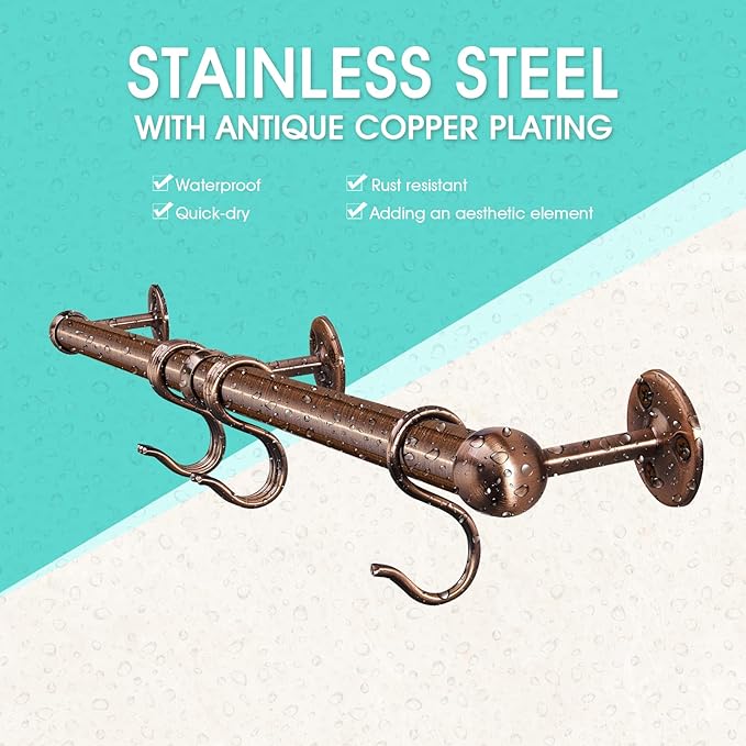 ROTHLEY Stainless Steel Pot and Pan Hanger: 23.7 Inch Wall Mounted Hanging Pots - Image 4