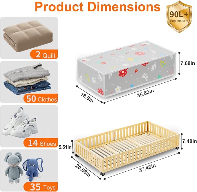 Bamboo Under Bed Storage Containers - Image 7