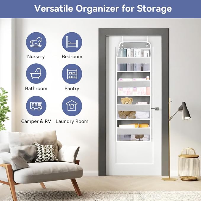 QINGUANG Over The Door Organizer, Hanging Organization and Storage, Behind Door - Image 4