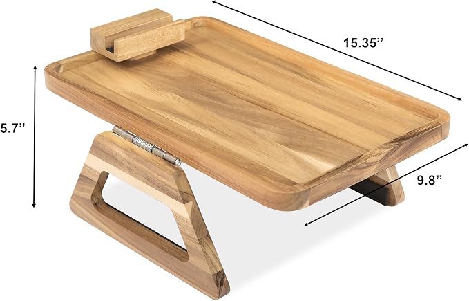 Acacia Wood Arm Table, Couch Arm Tray - Image 5