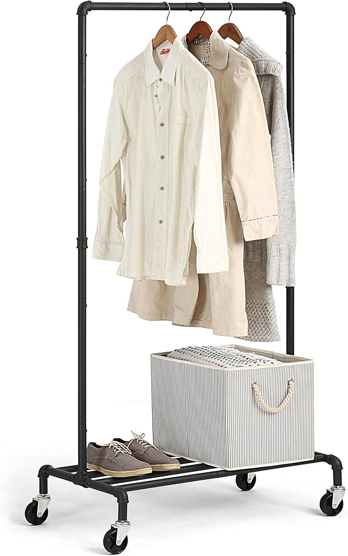 SunnyPoint Industrial Loft Style Rolling Garment Rack by SunnyPoint