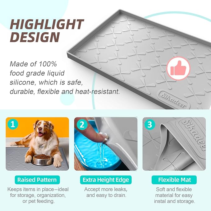 SIKADEER 28" x 19" Under Sink Mat Waterproof, Silicone Mat Kitchen Drawer Shelf - Image 2