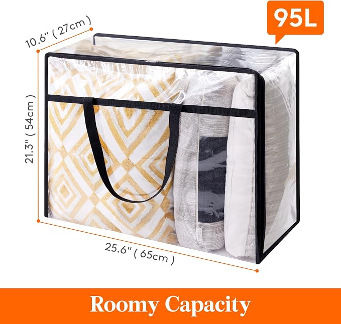 Lifewit 2 Pack Clear Clothes Storage Bags, 95L Large Plastic Blanket Storage - Image 3