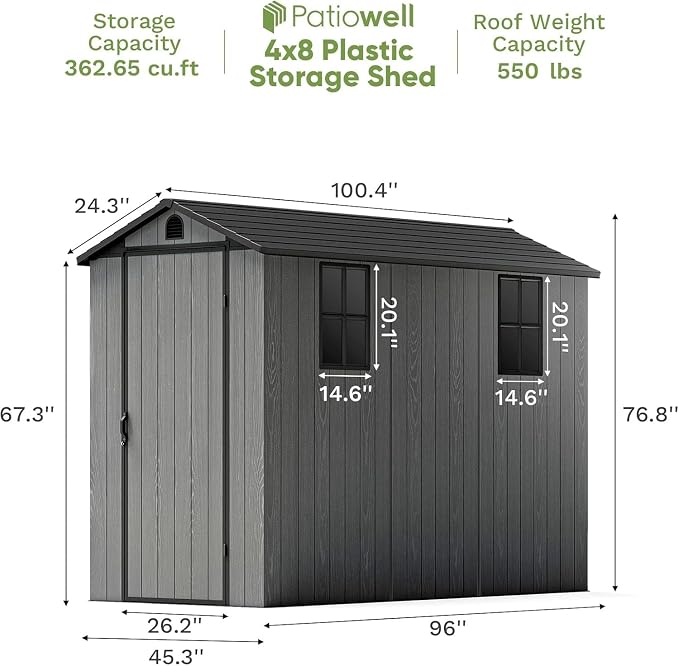 Patiowell 4x8 FT Outdoor Storage Shed - Image 3