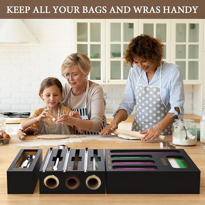 9 IN 1 Bamboo Foil and Plastic Wrap Organizer - Image 3