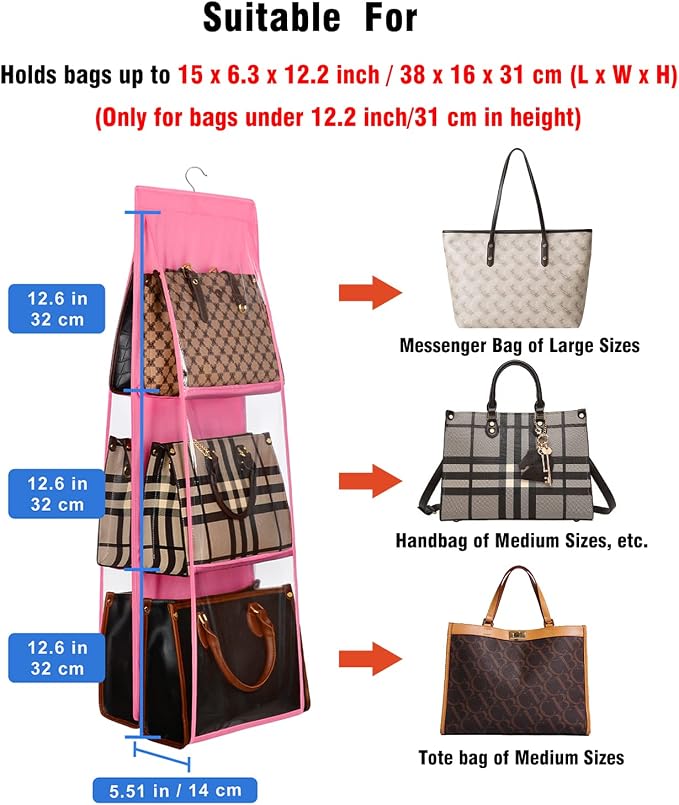 Lirex Medium and Large Handbag Hanging Purse Organizer - Image 3