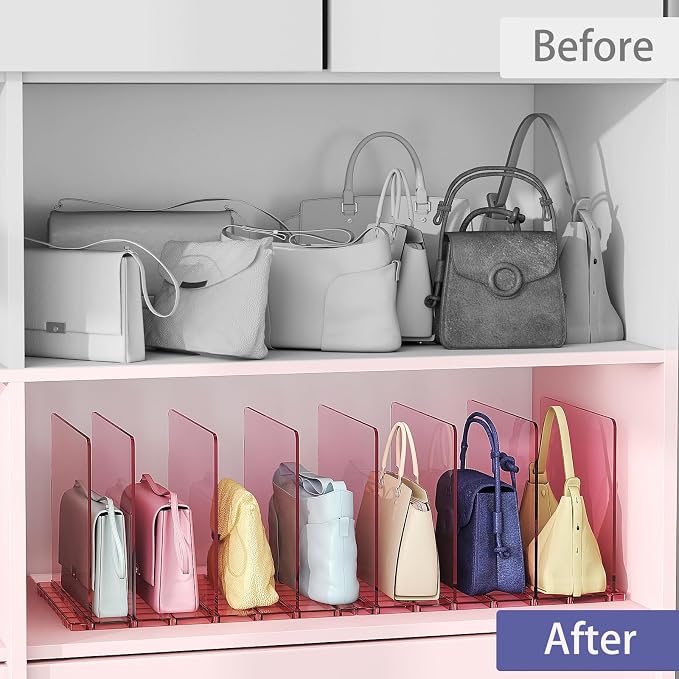 Purse Organizer for Closet: Shelf Dividers Adjustable Acrylic Bag Closet - Image 5