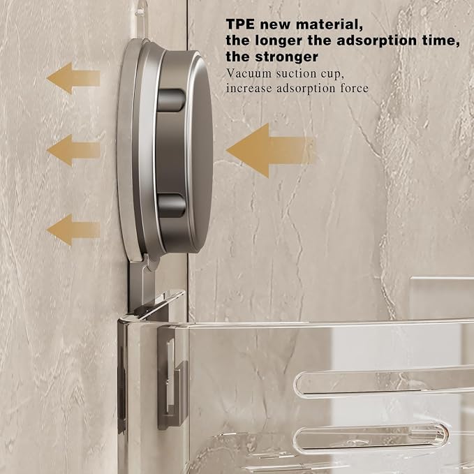 VOLPONE Corner Shower Caddy Suction Cup Shower Shelf Corner No Drilling - Image 4