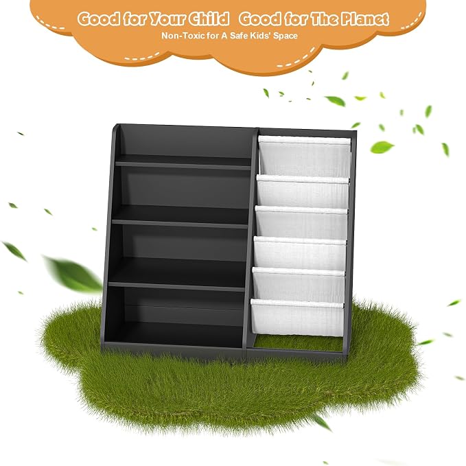 4 Tier Kids Bookshelf Wooden, Five Layer Sling Children Bookcase, Baby Toddler - Image 8