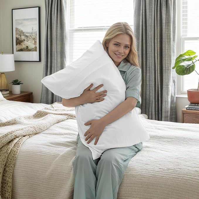TELUS White Pillow Cases Queen Size 2 Pack, Bamboo Rayon Cooling Pillowcases - Image 7