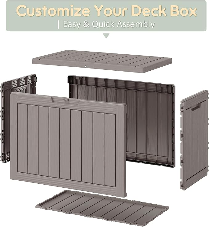 Outdoor Storage Box, Weather-Resistant Resin Deck Box - Image 7