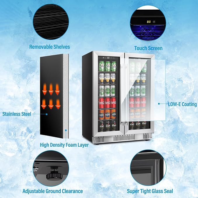 Beverage Refrigerator Cooler, 190 Can Mini Fridge Glass Door - Image 5