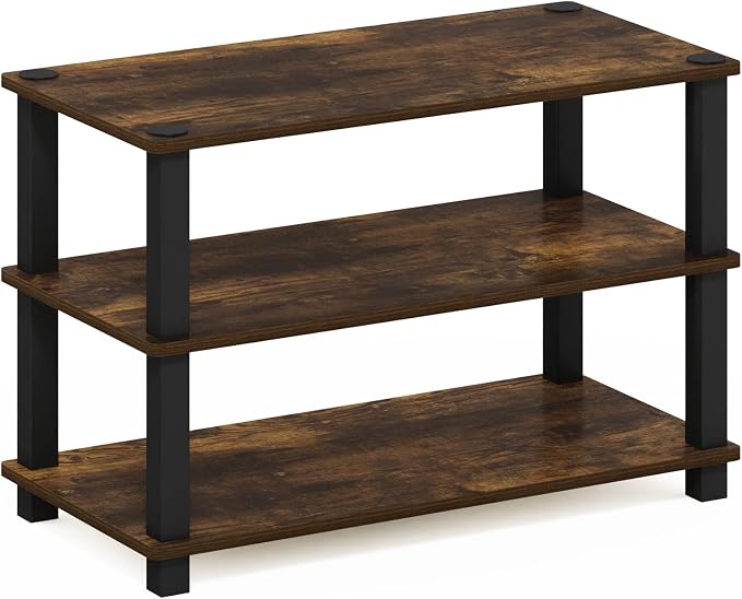 Furinno Turn-S-Tube 3-Tier Shoe Rack, Amber Pine/Black - Image 5