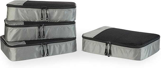 Amazon Essentials 4-Piece Packing Cubes Travel Accessories Set, Luggage by AmazonEssentials
