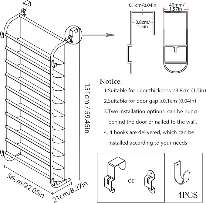 10 Tier Shoe rack Hanging Shoe Storage the door shoe rack - Image 3