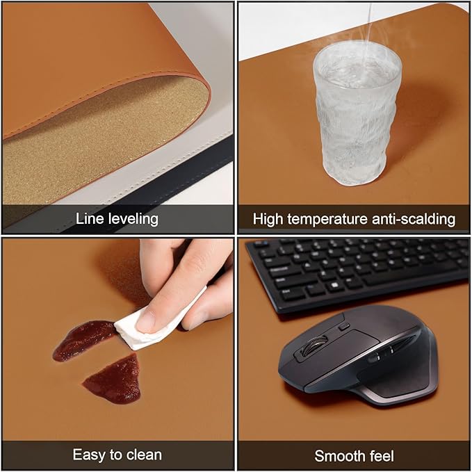 DAWNTREES Dual Sided Desk Mat, Leather Desk Pad, - Image 5