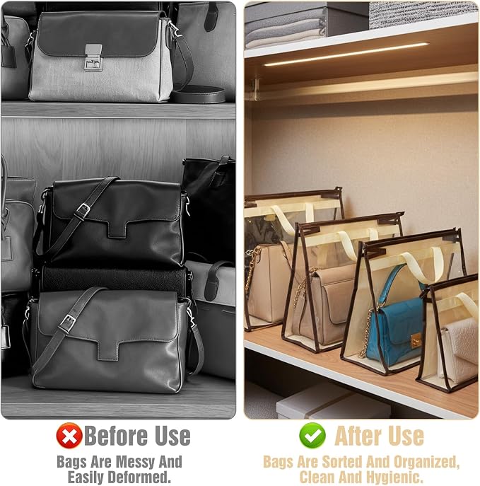 12 Pack Beige Handbag Purse Storage Organizer - Image 4