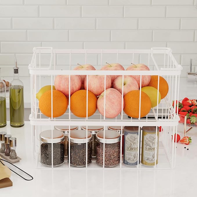 3 Pack Stackable Wire Storage Baskets - Image 8