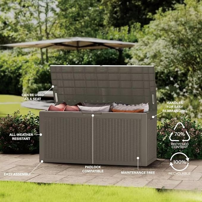 200 Gallon Resin Deck Box, Waterproof Outdoor Storage Bin - Image 8