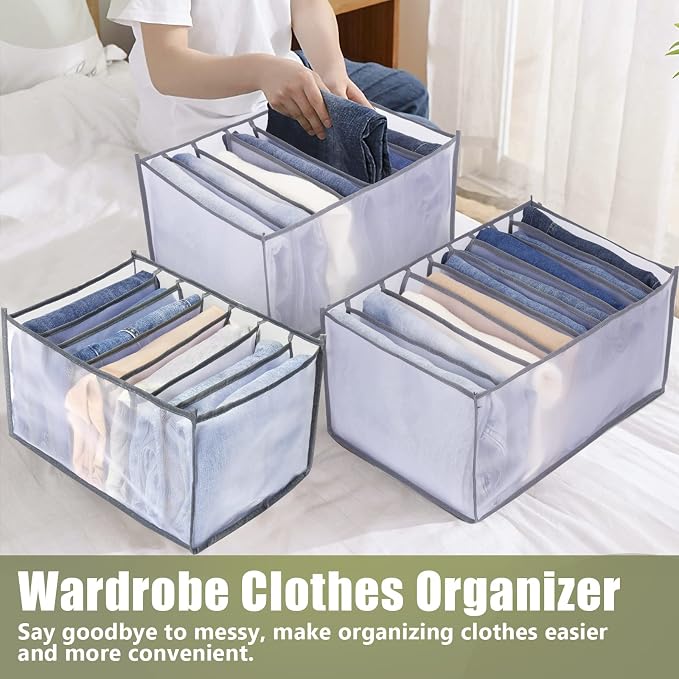 TOOVREN Wardrobe Clothes Organizer, 7 Grids, Drawer Organizers - Image 2
