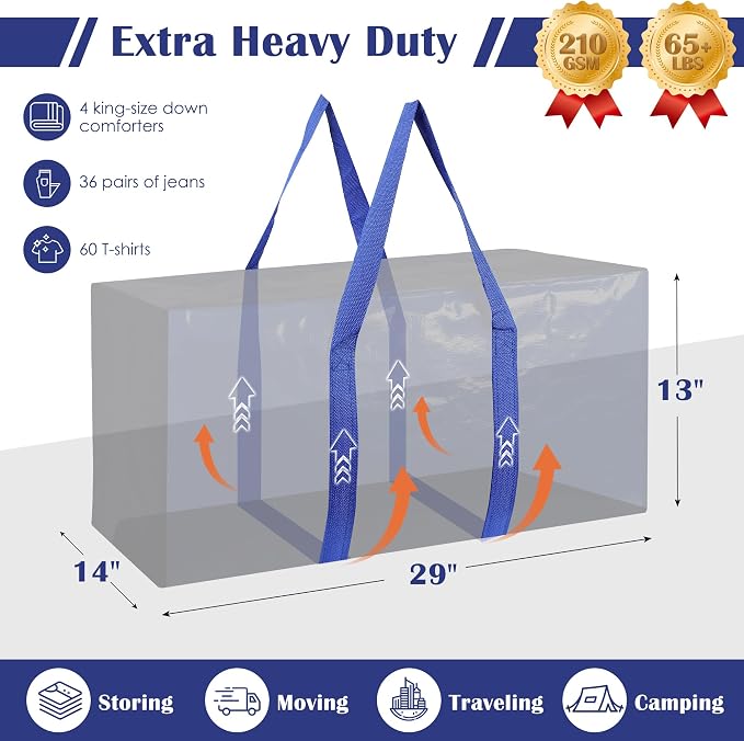 6 Pack Extra Large Heavy Duty Moving Bags - Image 2