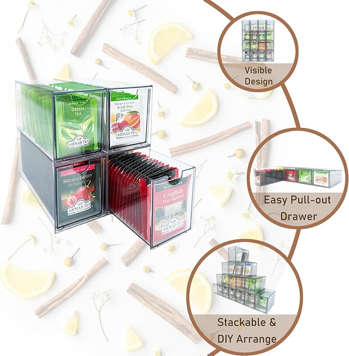 4-Pack Tea Bag Drawers Organizer - Image 4