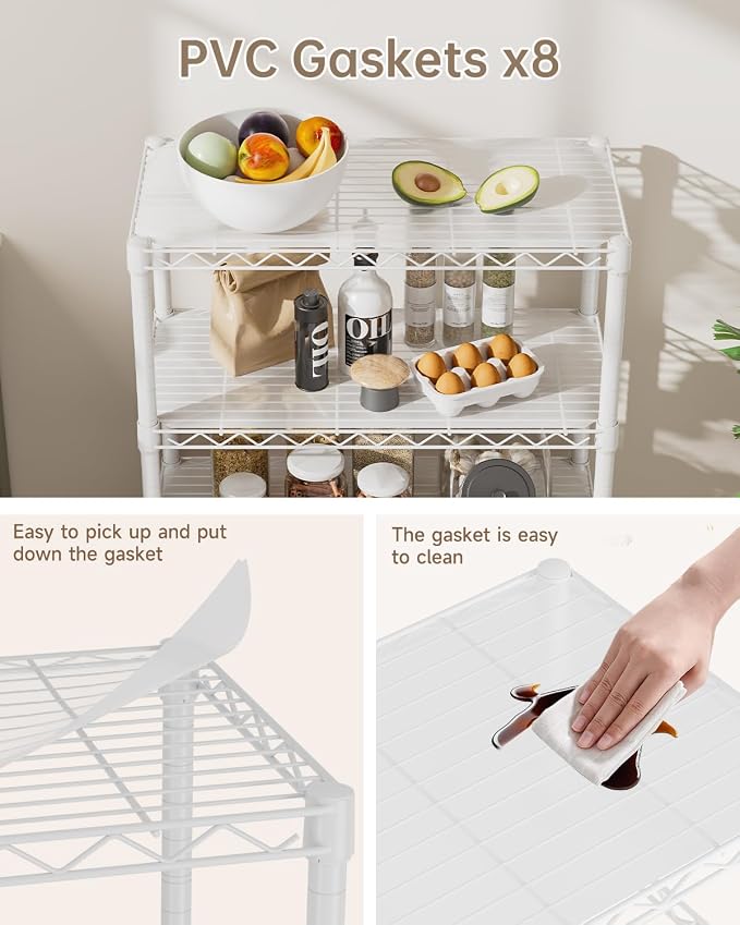 8 Tier Shelves Storage Shelf Wire Closet Bathroom Organizers Metal Pantry - Image 4