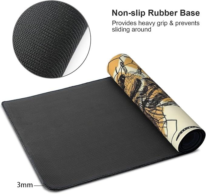Bee and Honeycomb Large Mouse Pad, Vintage Aesthetic Gaming Desk Mat, XXL - Image 4
