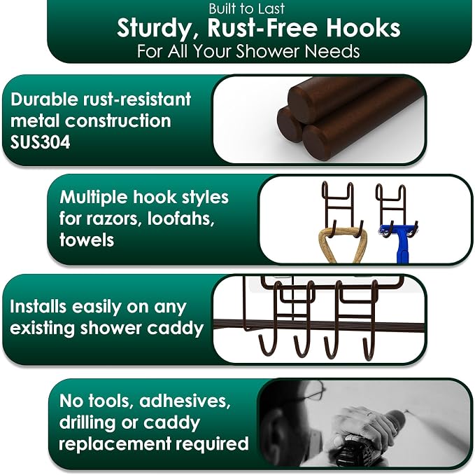 Bronze Shower Caddy Hooks - Image 3