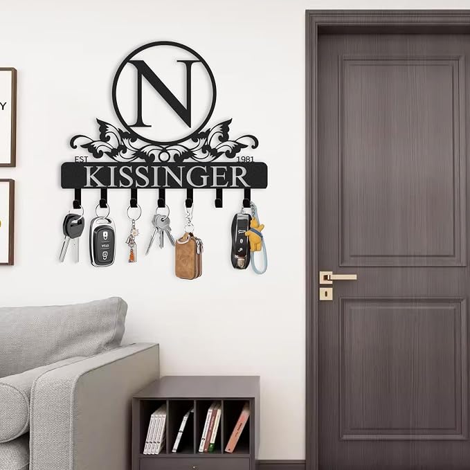 Personalized Key Holder for Wall, Key Holder Wall Mount, Custom Name Coat Rack - Image 2