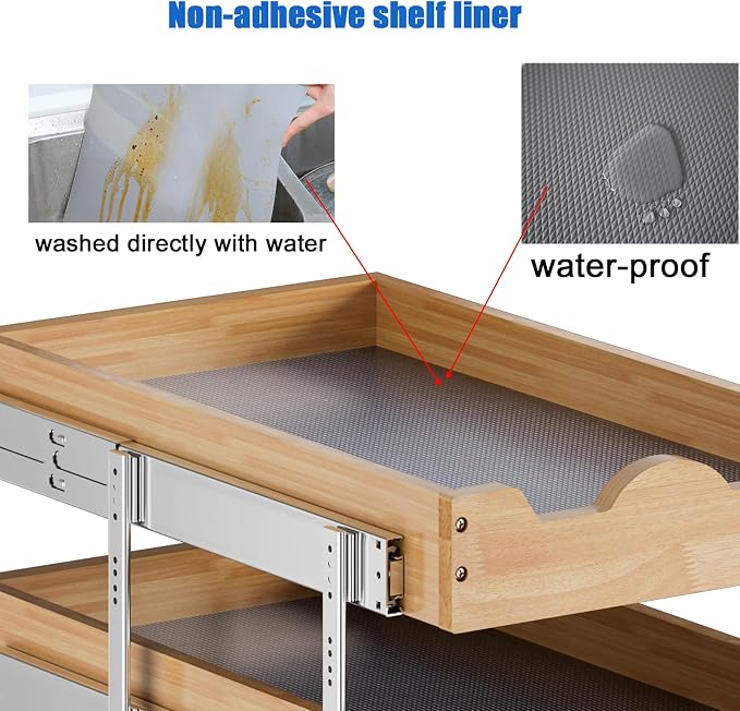 DINDON 3 Tier Pull Out Cabinet Organizer 17”W X21”D Slide Out Shelves - Image 5
