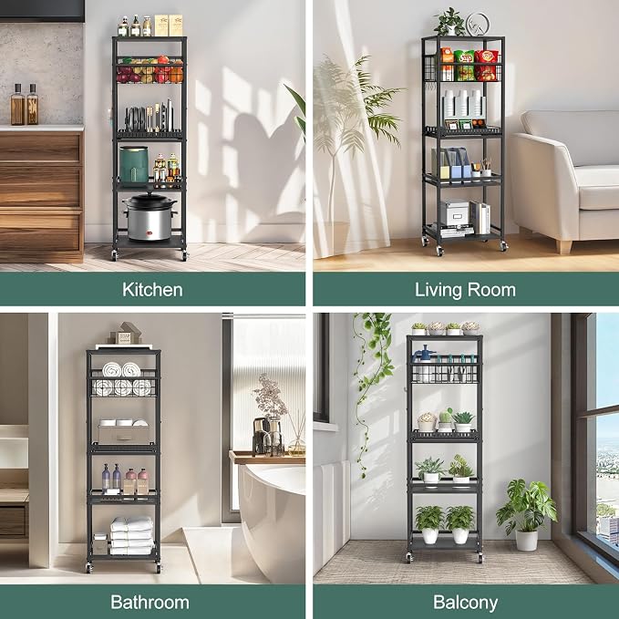 Housolution 5 Tier Kitchen Rolling Cart, Storage Cart - Image 8