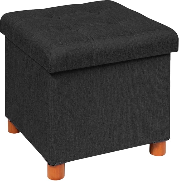 PINPLUS Storage Ottoman Cube, Linen Footrest by PINPLUS
