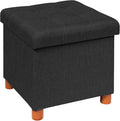PINPLUS Storage Ottoman Cube, Linen Footrest by PINPLUS
