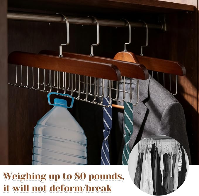 4 PCS Tie Holders for Closet, Belt Rack Wooden Bra Hangers for Closet Organizer - Image 4
