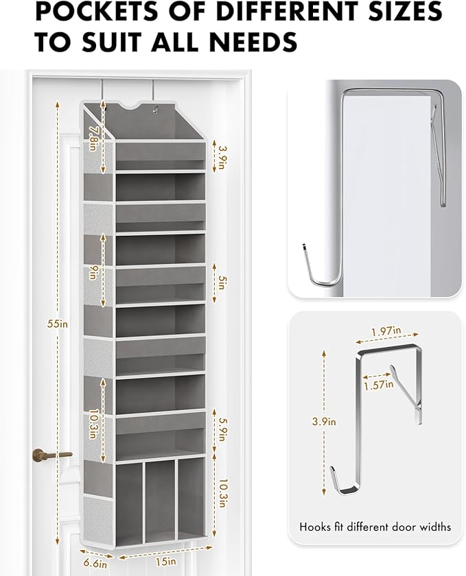 2-Pack Over The Door Organizer Hanging 6-Shelf Storage Organizer - Image 2
