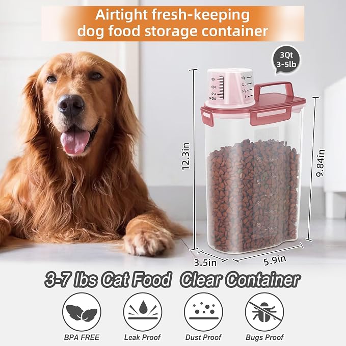 3-5Lbs Small Cat Dog Food Storage Containers BPA Free, Airtight Pet Food - Image 3
