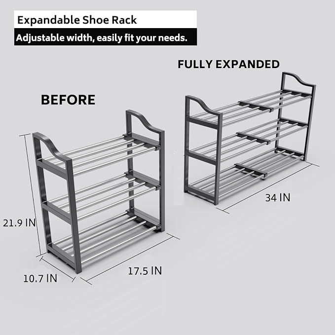 3-Tier Shoe Rack Expandable Shoe Rack - Image 3