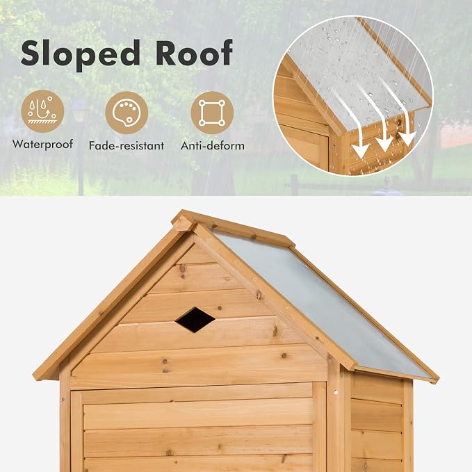 Goplus Wooden Storage Shed, Outdoor Storage Cabinet - Image 3