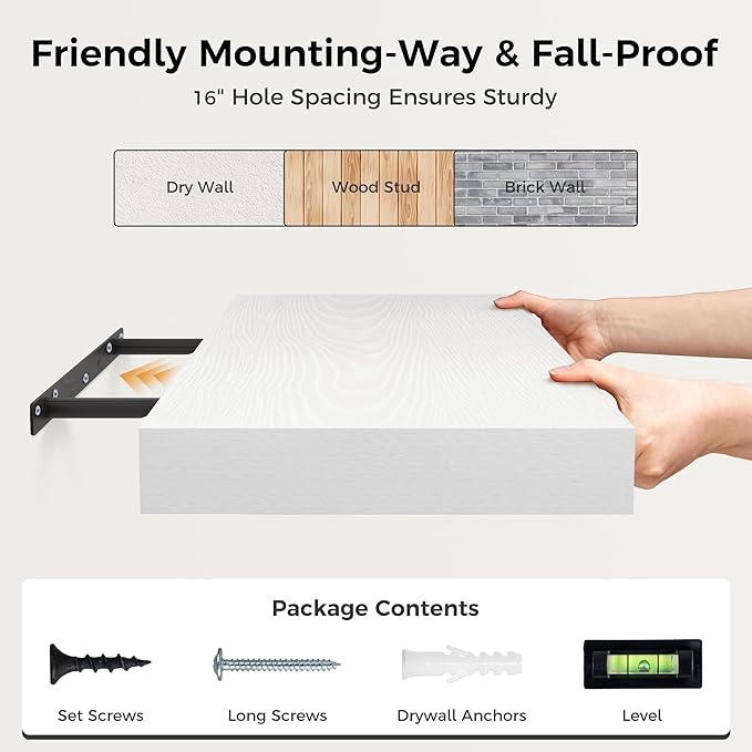 12 Inch Deep White Floating Shelves, 24 x 12 Floating Shelf - Image 8
