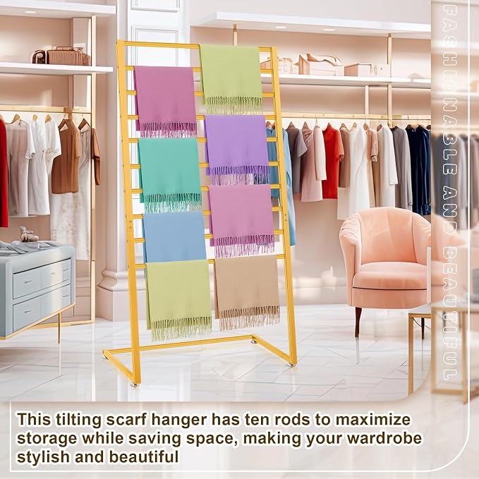Hijab Organizer, 10 Tier Metal Scarf Holder Organizer, Freestanding Scarf Shawl - Image 5